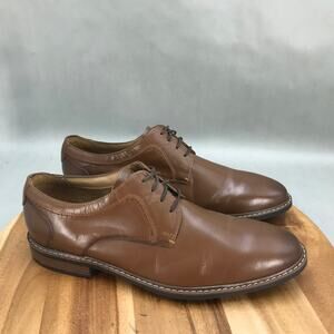 Nunn Bush Hayden Plain‎ Toe Oxford Dress Shoes Mens 12 M Brown Leather Lace Up